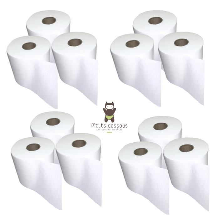 12 Rouleaux De Voiles De Protection Jetables | 1200 Feuilles Biodégradables | 13x30cm | Pour Couches Lavables