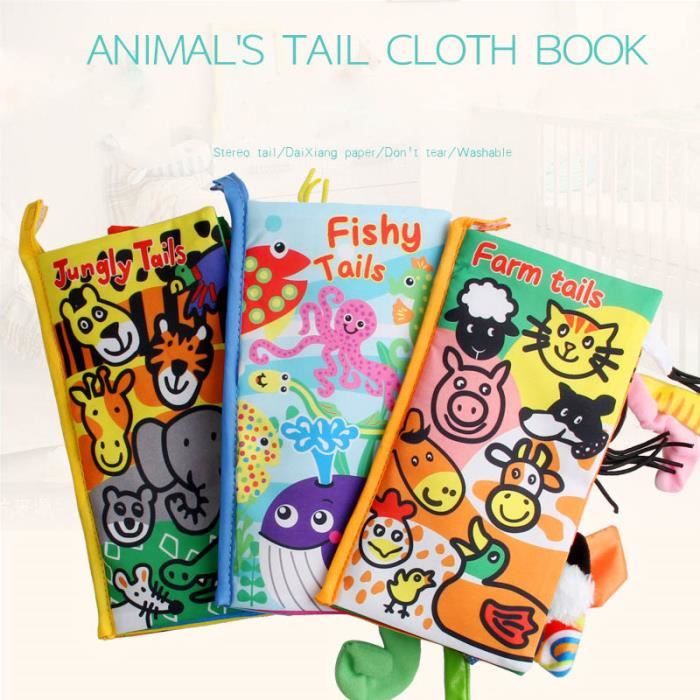 A Tonsee Livre de tissu de livres de jouets de b/éb/é de tissu de queues danimal