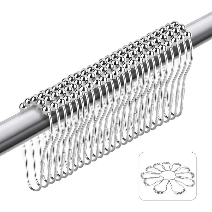 12 crochets pour rideau de douche Rose vif
