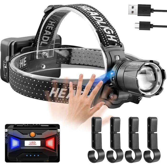 XLENTGEN Lampe Frontale LED XHP90 + COB 20000 Lumens Lampe Frontale Rechargeable Avec 4 Modes, Torche Frontale Étanche Zoomable Pour Camping, Lecture, Urgences (Batteries Incluses