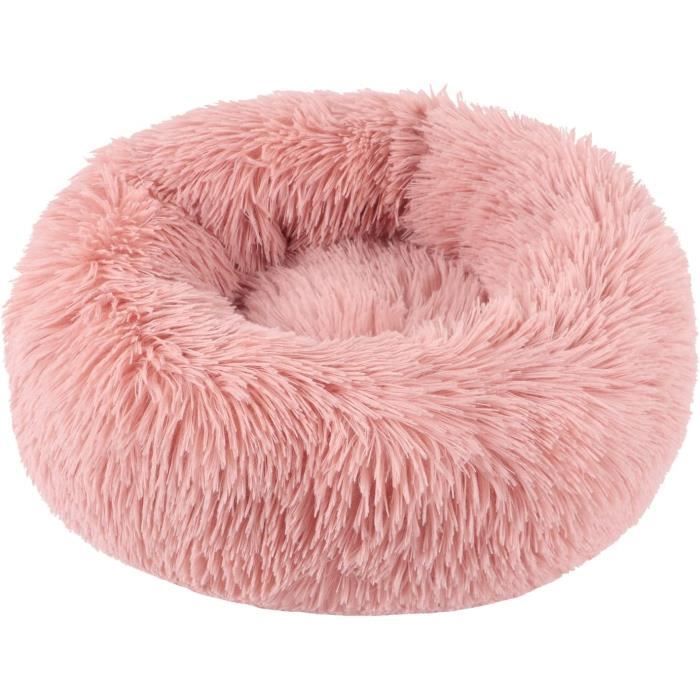 Panier Chien Chat Moelleux Rond - Coussin Apaisant En Peluche Donut Lit Confortable Lavable Pour Chien Chat 60cm Beige