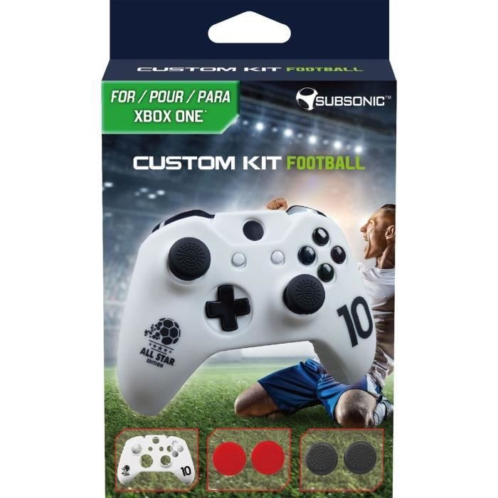 Subsonic - Kit de customisation - Housse de protection en silicone avec grips pour manette Xbox One - Edition football Blanc