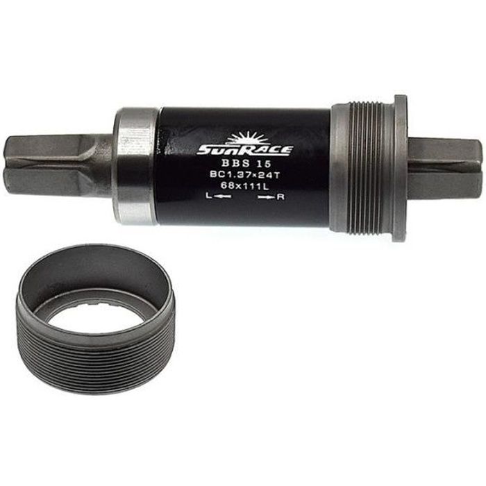 Boîtier de pédalier en acier Sunrace 68/111mm BSA - Roulements intégrés - Noir