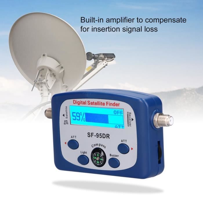 TMISHION Détecteur de satellite SF‑95DR Équipement de recherche de signal satellite de télévision numérique à LED portable