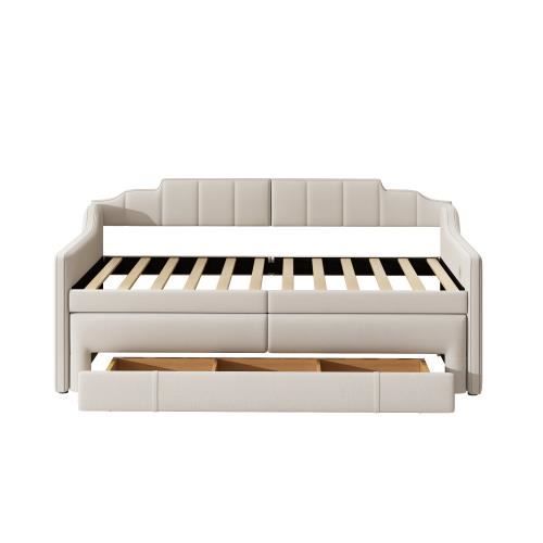 moderne lit de repos avec tiroirs 90 cm x 200 cm (190 cm),lit gigogne à roulettes,lit de repos avec conteneur roulant, beige