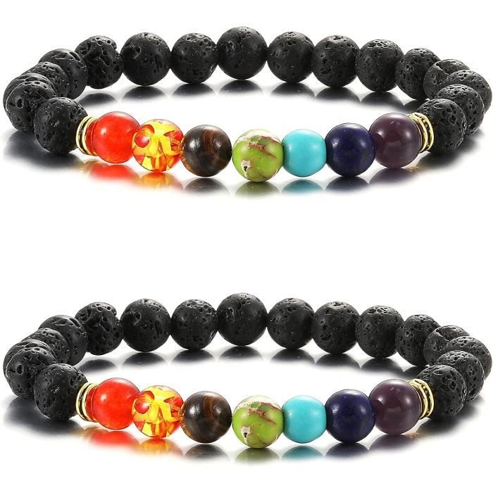 Jovivi 2PCS Bracelets Pierre Naturelle Perles 8mm Avec