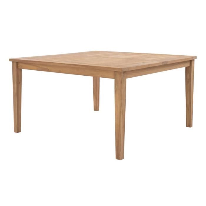 Table à manger de jardin carrée en bois de teck - ALLENDE - Naturel clair - 8 places