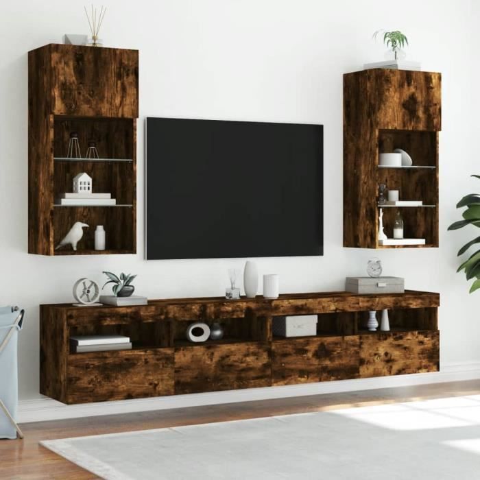 Meuble TV avec cheminée LED 150cm gris anthracite SUNY CONCEPT USINE
