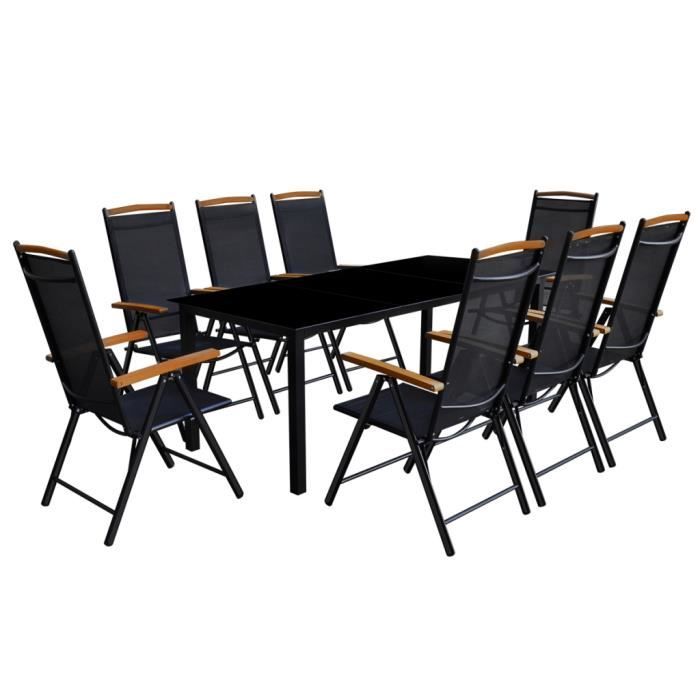 VidaXL Mobilier à dîner de jardin 9 pcs et chaises pliables Aluminium