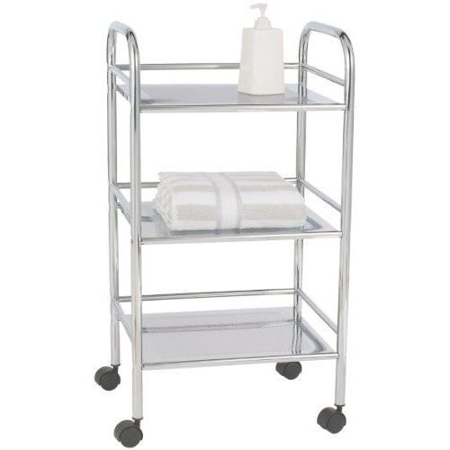 WENKO Desserte cuisine Exclusive Desserte à roulettes avec frein 3 plateaux acier 41x75x32 cm chromé