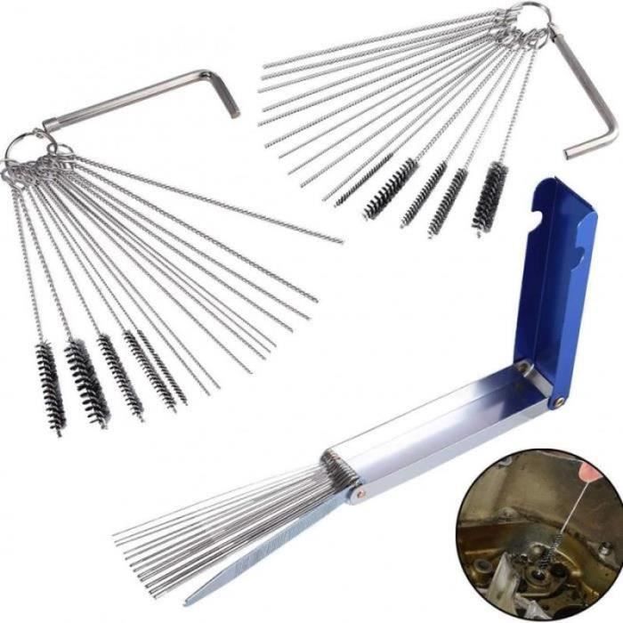 Kit De Nettoyage Carburateur - 13 Aiguilles + 10 Brosses Nylon + Grattoir - Pour Moto, VTT, Tondeuse