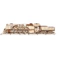 Maquette en bois - UGEARS - Train à Vapeur V-Express avec tendeur - 538 pièces - Beige-1