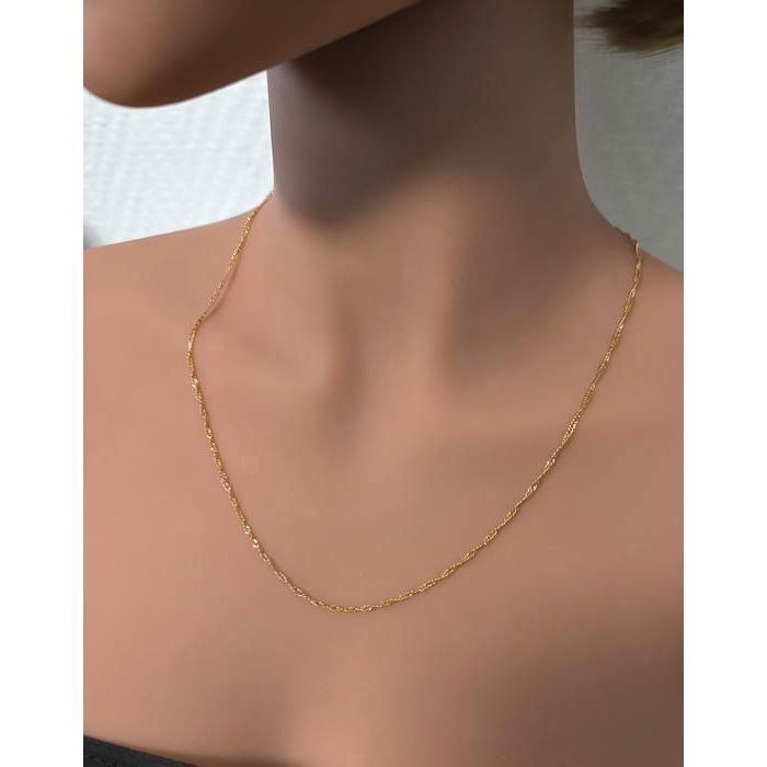 Chaîne De Cou Femme - Maille Torsadée Plaqué Or Jaune 750/1000 - Longueur 55 Cm - Neuf Avec étiquettes