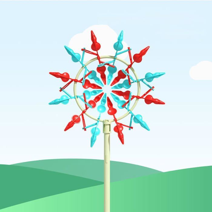 Veemoon Lot de 10 Moulins à Vent Décoratifs en Plastique Coloré 24 Cm 4 Feuilles Multicolores Tige Creuse et Ventouse pour Décoration Intérieure et Jardin, Fête Nationale, Salle de Classe