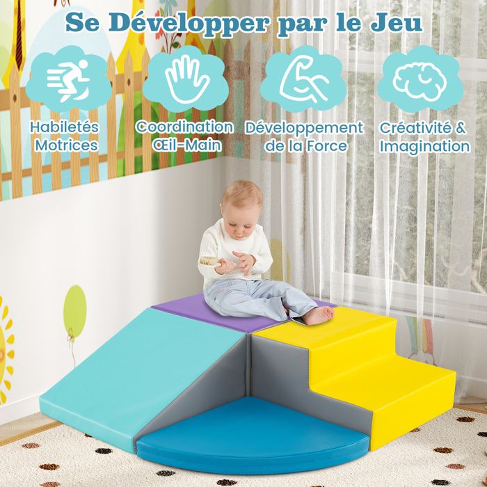 4 PCS Blocs de Construction pour Enfant COSTWAY-en Mousse EPE-Housse en ...