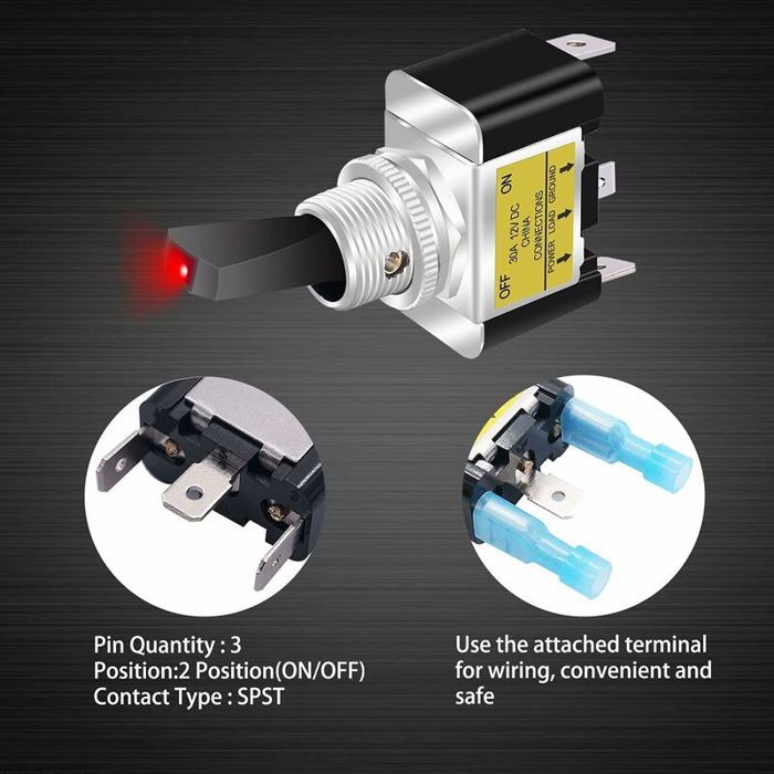 Interrupteur à Bascule 2 Positions SPST 16A 12V - Pour Tapis De Voiture, Customisation