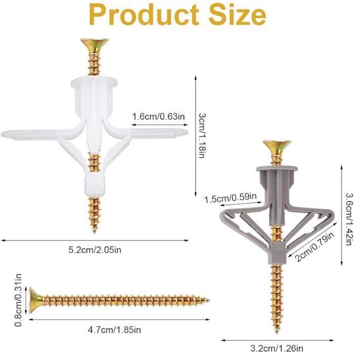 200 Chevilles Expansives à Ailettes Pour Parpaing Creux Et Murs – Fixation Lourde
