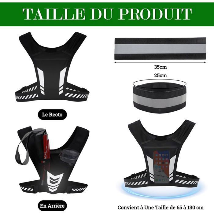 Gilet De Course Réfléchissant MEIION Avec Poche Téléphone - Ultra-léger, Respirant, Ceinture Ajustable - Sécurité Pour Jogging Nocturne, Running