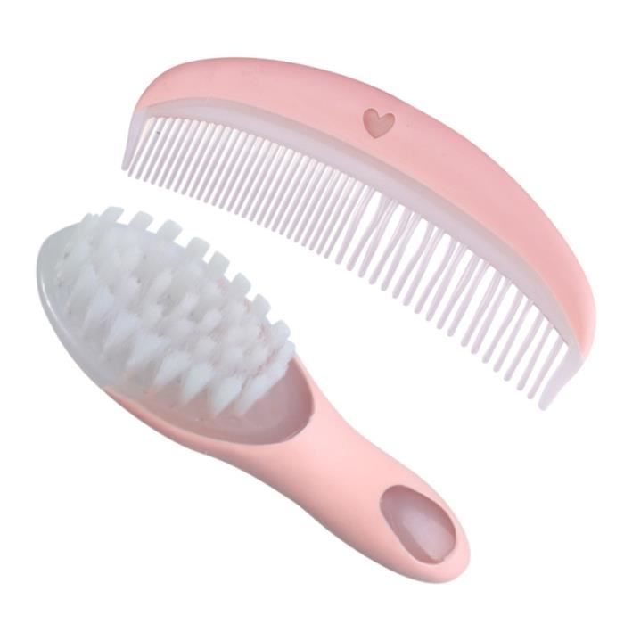 1 set bébé brosse et peigne doux kit de peigne brosse à cheveux de massage nouveau-né  nourrisson (rose) - Cdiscount Electroménager