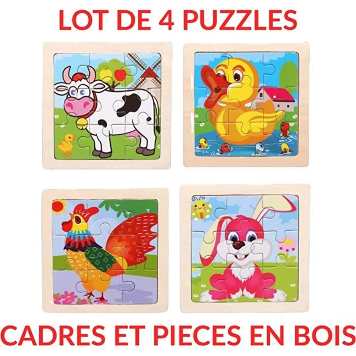 Puzzle en Bois Enfant,4 PCS Jeux Educatif Animaux Puzzle,Cadeau