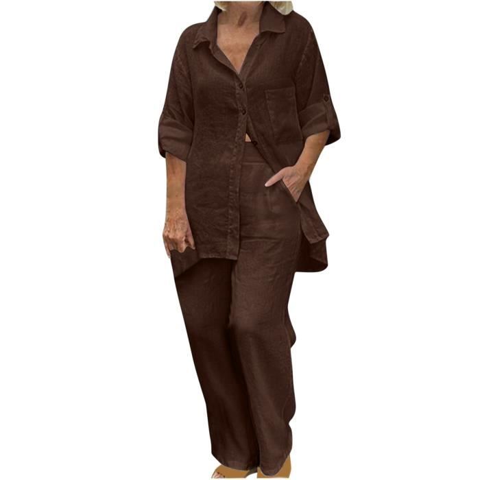 Survêtement 2 Pièces Femme - Haut Col Rond Et Pantalon Jogging Avec Poches, Confortable Et Décontracté