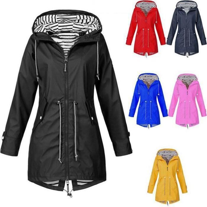 HHMY Veste de pluie pour femme imperméable et respirante – Veste de transition coupe-vent avec capuche et poche unie Veste d'extérieur légère et chaude, kaki, M
