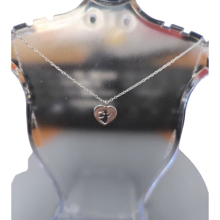 Collier Enfant Pendentif Cœur + Chaîne En Argent Massif 925 - Neuf Avec étiquettes - Marque Bijouxia