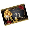 1 PC toile de fond joyeux 21e anniversaire verre à champagne serres hauts ballons imprimé photographie tissu   COUSSIN-2