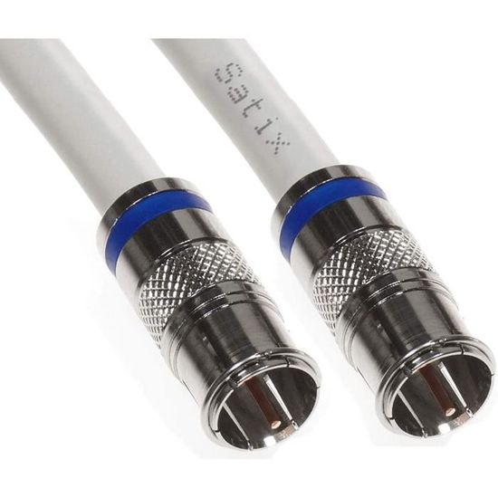Satix câble coaxial 2 fiches F à compression Triple blindage 120 dB 20 m 