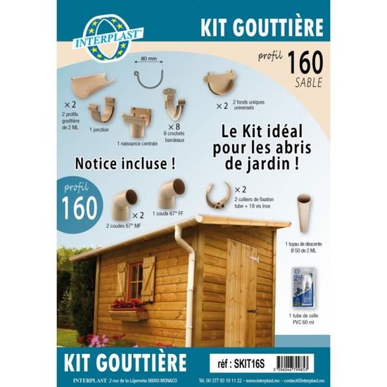 kit gouttiere pour abri de jardin sable cdiscount jardin