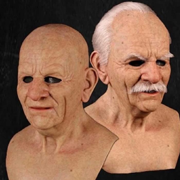 Masque Vieillard Réaliste En Latex - Barbe Et Cheveux Blancs - Pour Déguisement Halloween, Théâtre, Cosplay - Taille Unique