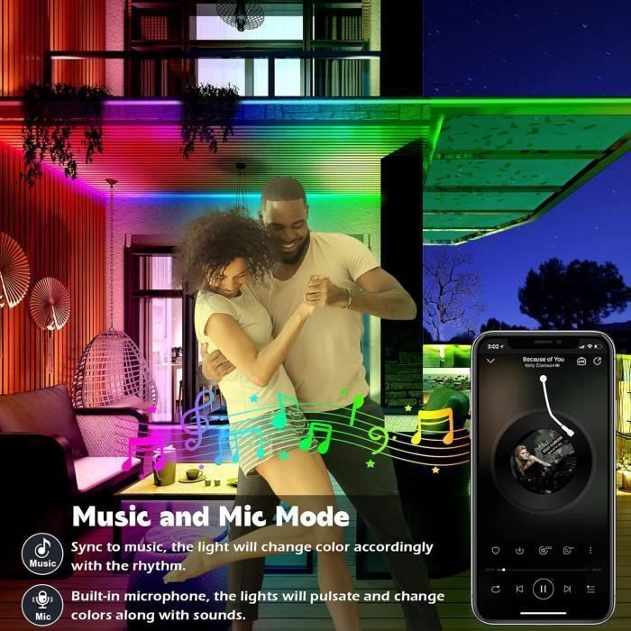 TENDIST 10M Flexible Neon LED RVB, IP68 Ruban LED Exterieur Etanche Bluetooth avec Smart App et