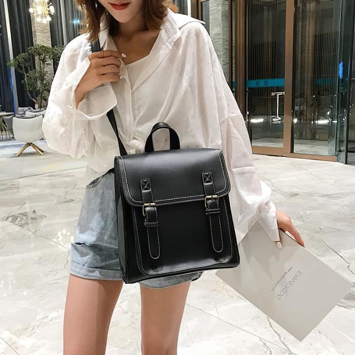 28x10x30cm caf Sacs Dos en cuir Vintage pour femmes Sac