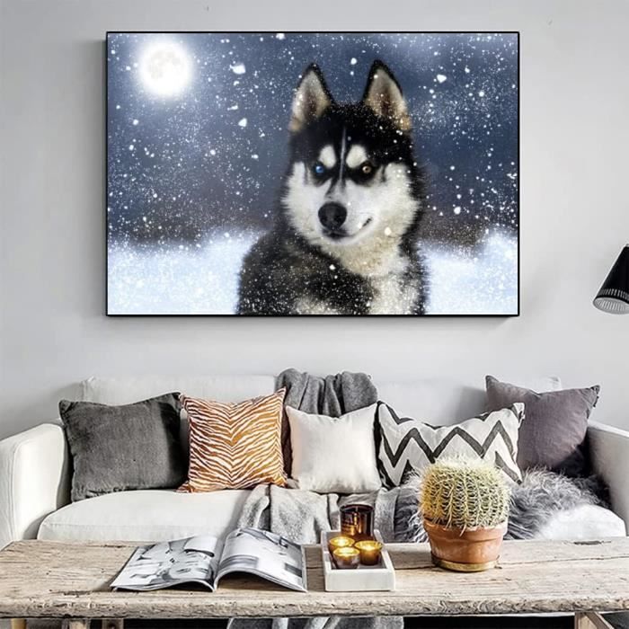 Chien carré complet - peinture en diamant complet - 40x30cm