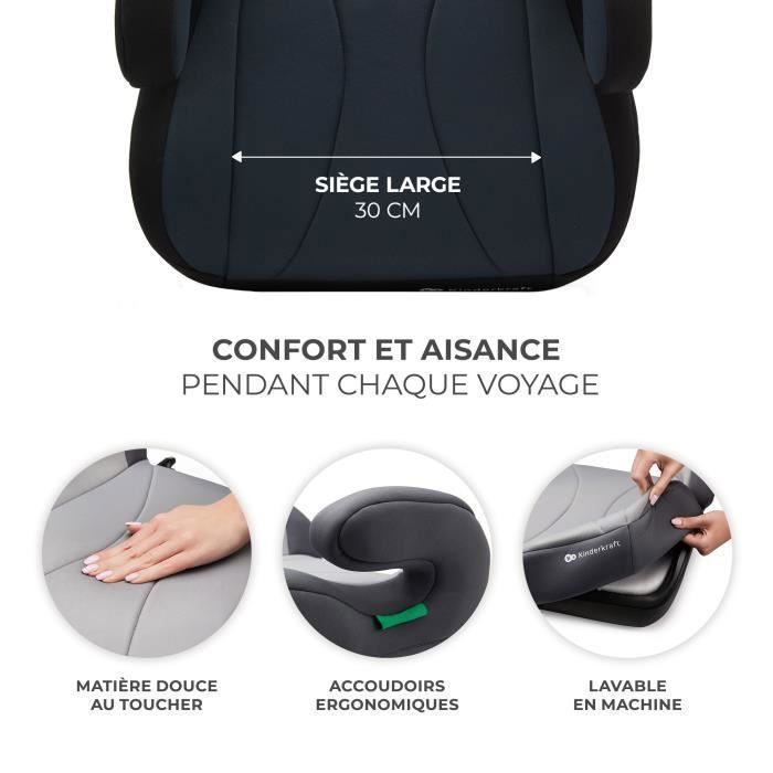 Rehausseur Auto I-Size Carkids 125-150cm Noir - Norme R129 Siège Enfant
