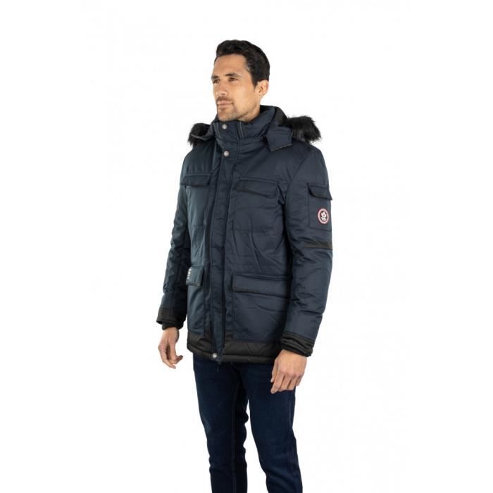 Parka homme CANADIAN PEAK BLADEAK Bleu marine Capuche fourrure