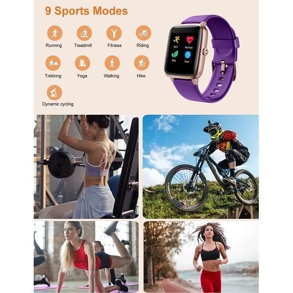 Montre Connect e Willful Cardiofr quencem tre GPS Partag 9 Modes Sport Violet clair