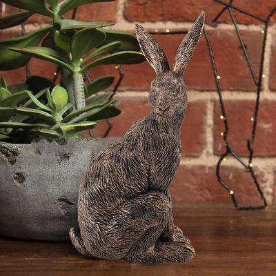 Figurine De Lapin Assis En Résine Bleue Avec Flocage Doux - Décoration D'intérieur Tendance - Plusieurs Tailles - 3