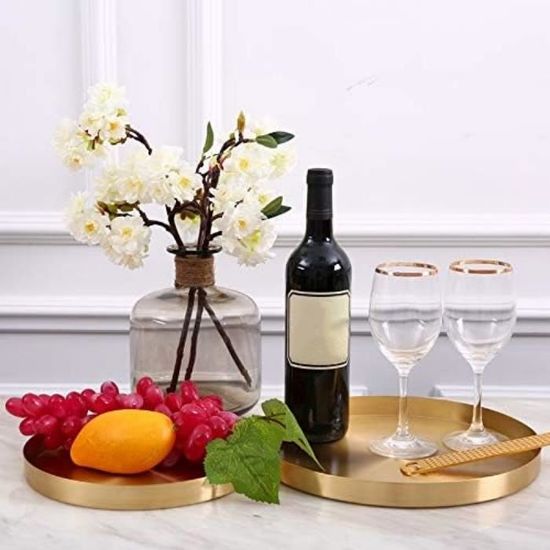 GZqiancang 3 Pcs Plateau Rond Doré, Acier Inoxydable Plateau Doree pour Camping, Cuisine, Fête, Bougies, Bijoux, Maquillage, Clés, Décoration De Table (20 cm GZqiancang 3 Pcs Plateau Rond Doré, Acier Inoxydable Plateau Doree pour Camping, Cuisine, Fête, Bougies, Bijoux, Maquillage, Clés, Décoration De Table (20 cm