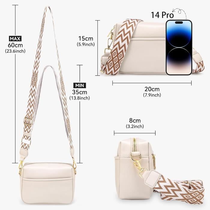 Sac Bandouliere Femme Cuir De Mode Petit Sac A Main Femmes Sacs Portes Epaule Avec Large Bandouliere Reglable Et Amovible u3622 Cdiscount Bagagerie Maroquinerie