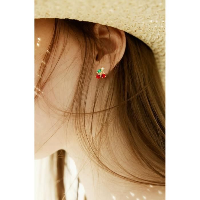 LOOGI Boucles D'oreilles En Forme De Goutte De Cerise Rouge 3D