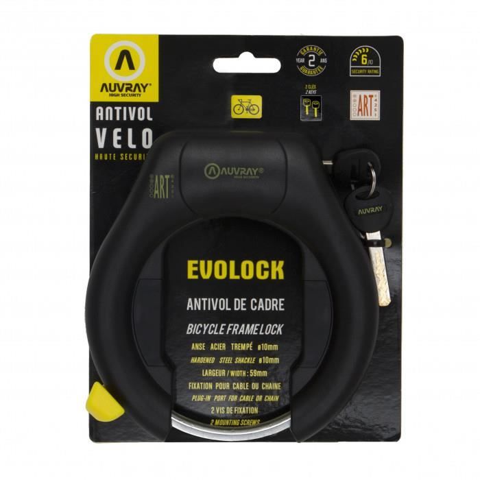 Antivol Vélo AUVRAY Saddle Lock – 12 X 1.50 – Jaune Et Noir – Neuf