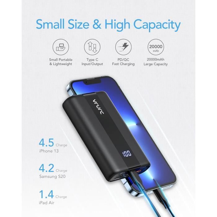 Power Bank 4 sorties USB Power Delivery 20W + Quick charge 22.5W 30000mAh