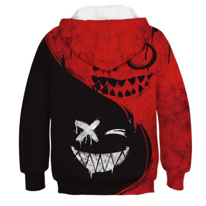 Pull Enfant 3D Sweat à Capuche Garçon Fille Drôle Noël Halloween  Sweat-Shirt Manches Longues 5-14 Ans,rouge,6-7 ans Rouge - Cdiscount  Prêt-à-Porter