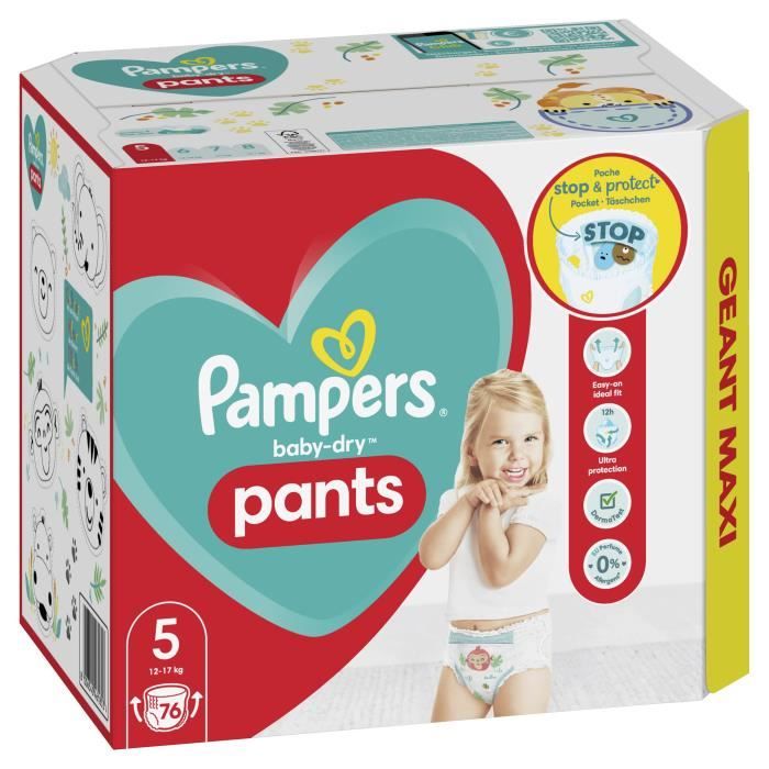Pampers Bébé Dry Pants Diaper Pants - Taille 5 - Mega Pack - 76