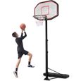 DREAMADE Panier de Basket-ball Extérieur Enfants Adultes avec Hauteur de 2,2 à 3,05CM, Support en Acier Panneau Résistant-0