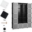 Hengda 20 cubes système d'étagère armoire armoire en plastique noir armoire bricolage facile à assembler armoire ouverte pour -0