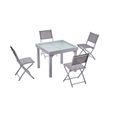 Salon de jardin - 8 personnes - MOLVINA  - Concept Usine - extensible - Aluminium - Table Carrée - 4 chaises - contemporain - Gris-0