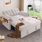 BRAND Canapé Convertible 3 en 1,Canapé 2 Places Pliable avec USB et Type-C,Canapé Lit avec Table Cachée et Dossier Réglable,Beige