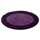 ONLINETEX24 Homebyhome Tapis Shaggy à Poils Longs 160 cm Rond Tapis Violet - Design avec Bordure pour un Salon Moderne